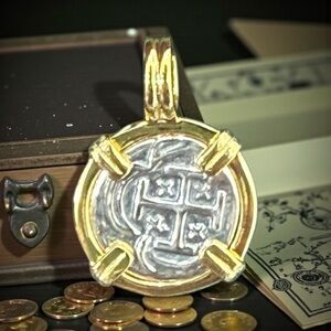 Gold and Silver Coin Pendant mini coin pendant 12mm width